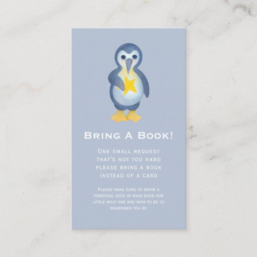 Cute Penguin North Star Baby shower Book Request Informatiekaartje (Voorkant)