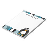 Cute Penguin Notitieblok - Blauwe streep (Linkerzijde)
