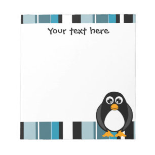 Cute Penguin Notitieblok - Blauwe streep