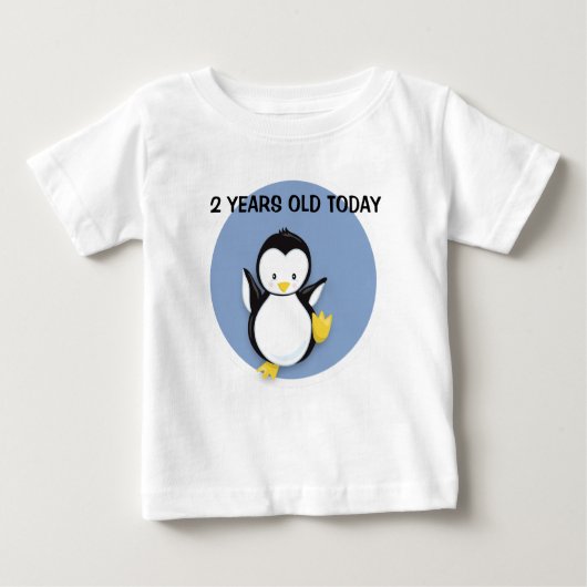 Cute Penguin on Blue Personalized Birthday Shirt (Voorkant)