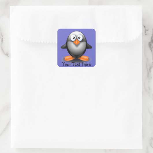 Cute Penguin on Blue Sticker (Tas)