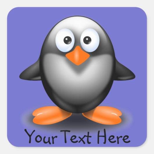Cute Penguin on Blue Sticker (Voorkant)