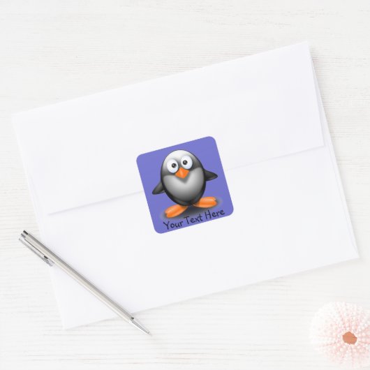 Cute Penguin on Blue Sticker (Envelop)