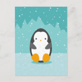 Cute Penguin on ice Blue Winter Cartoon Briefkaart (Voorkant)