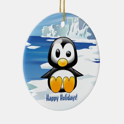Cute Penguin on Ice Keramisch Ornament (Rechts)