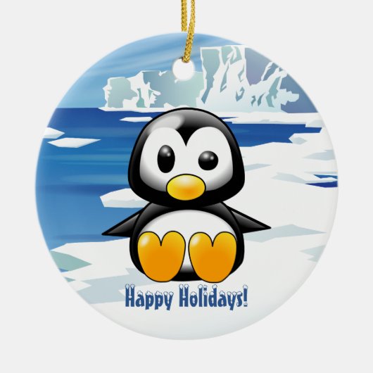Cute Penguin on Ice Keramisch Ornament (Voorkant)
