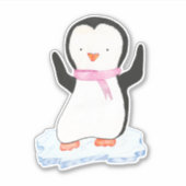 Cute Penguin on Ice Sticker (Voorkant)