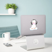 Cute Penguin on Ice Sticker (Laptop op bureau)