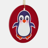 Cute Penguin on Red Background Illustration Keramisch Ornament (Rechts)