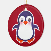 Cute Penguin on Red Background Illustration Keramisch Ornament (Links)
