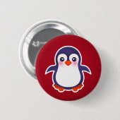 Cute Penguin on Red Background Illustration Ronde Button 5,7 Cm (Voorkant /achterkant)
