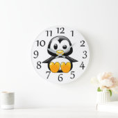 Cute Penguin on White Wall Clock Grote Klok (Huis)