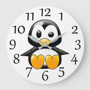 Cute Penguin on White Wall Clock Grote Klok