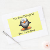 Cute Penguin on Yellow Book Name Bord Rechthoekige Sticker (Envelop)