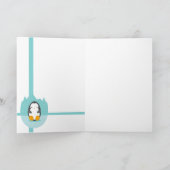 Cute Penguin op ijs Blauwe Kerstmis Feestdagen Kaart (Binnen)