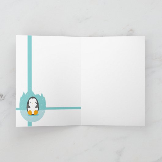 Cute Penguin op ijs Blauwe Kerstmis Feestdagen Kaart (Binnen)