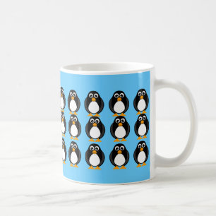 Cute Penguin Owl Cartoon Blue and White Mok