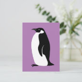 Cute Penguin Paars Black White Briefkaart (Staand voorkant)