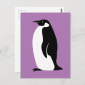 Cute Penguin Paars Black White Briefkaart (Voorkant / Achterkant)