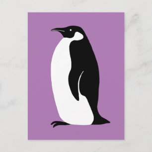 Cute Penguin Paars Black White Briefkaart