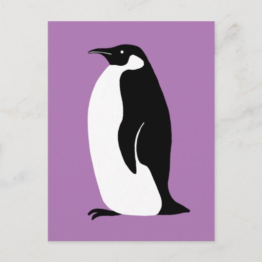 Cute Penguin Paars Black White Briefkaart (Voorkant)