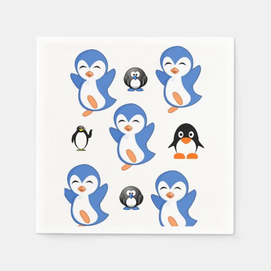 Cute Penguin Paper Napkins Servet (Voorkant)