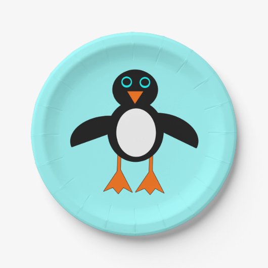 Cute Penguin Paper Party Borden Papieren Bordje (Voorkant)