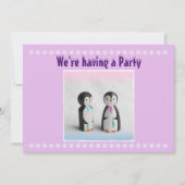 Cute Penguin Party Invitation Kaart (Voorkant)