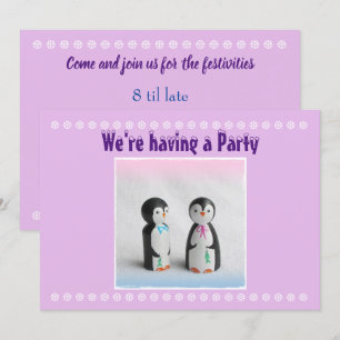 Cute Penguin Party Invitation Kaart