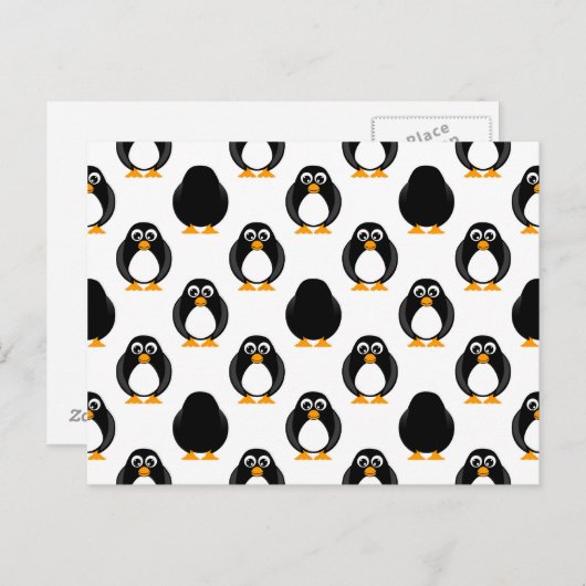 Cute Penguin Pattern Briefkaart (Voorkant / Achterkant)
