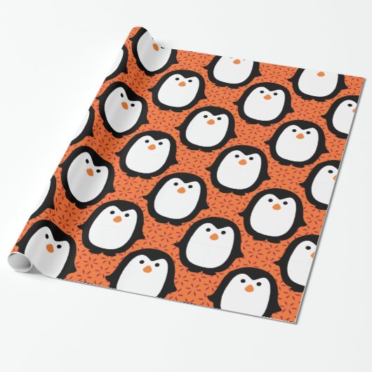 Cute Penguin Pattern Cadeaupapier (Uitgerold)