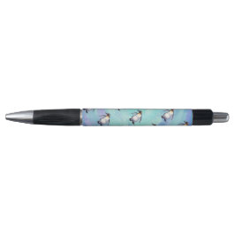 Cute Penguin Pattern on Blue Pen