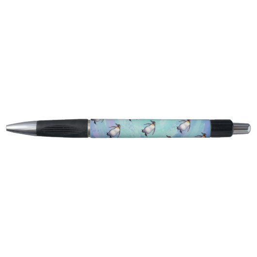 Cute Penguin Pattern on Blue Pen (Voorkant)