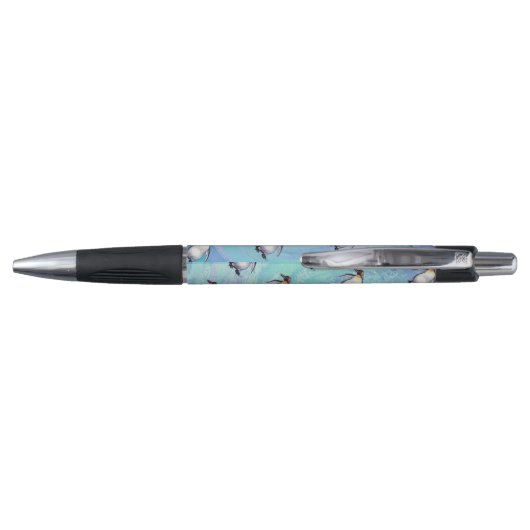 Cute Penguin Pattern on Blue Pen (Achterkant)