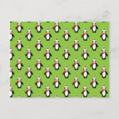Cute Penguin Pattern on Green Background Briefkaart (Voorkant)