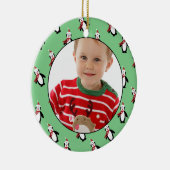 Cute Penguin Pattern Photo Lijst Keramisch Ornament (Rechts)
