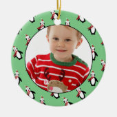Cute Penguin Pattern Photo Lijst Keramisch Ornament (Voorkant)