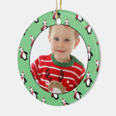 Cute Penguin Pattern Photo Lijst Keramisch Ornament (Links)