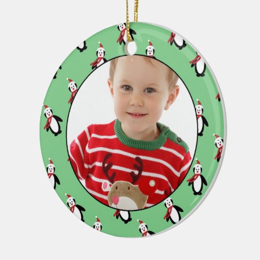 Cute Penguin Pattern Photo Lijst Keramisch Ornament (Links)