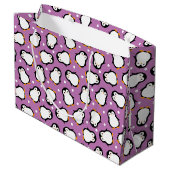 Cute penguin pattern Purple pattern Groot Cadeauzakje (Achterkant Gekanteld)