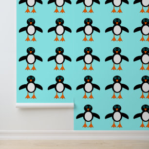 Cute Penguin Patterned Behang