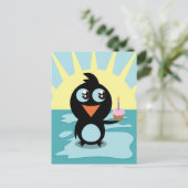 Cute Penguin Permanent op ijs Briefkaart (Staand voorkant)