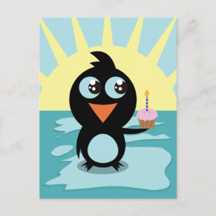 Cute Penguin Permanent op ijs Briefkaart
