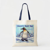 Cute Penguin Personalized Book Bag Tote Bag (Voorkant)