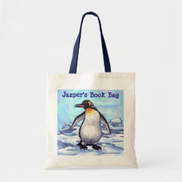 Cute Penguin Personalized Book Bag Tote Bag