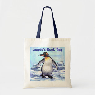 Cute Penguin Personalized Book Bag Tote Bag