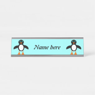 Cute Penguin Personalized Bureau Naambordje