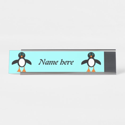 Cute Penguin Personalized Bureau Naambordje (Voorkant)
