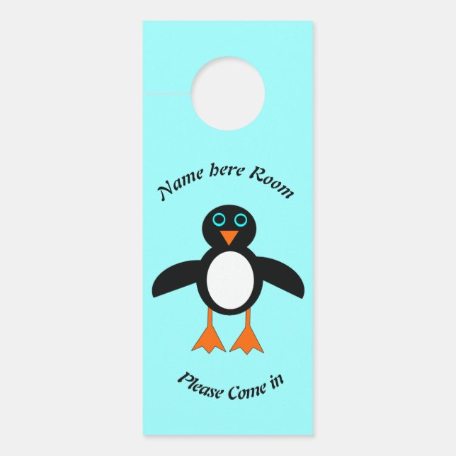 Cute Penguin Personalized Deurhanger (Voorkant)