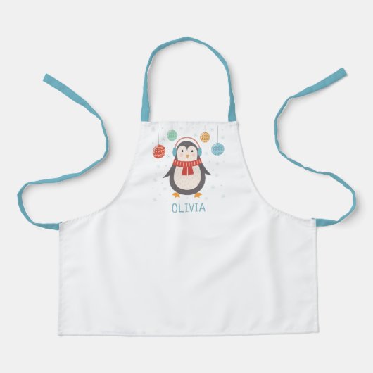 Cute Penguin Personalized Kinder Holiday Apron Schort (Voorkant)